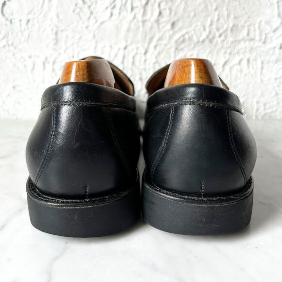 Johnston & Murphy Ainsworth Venetian Black Leather Loafers Sheepskin - Mens 9.5M - Picture 4 of 7